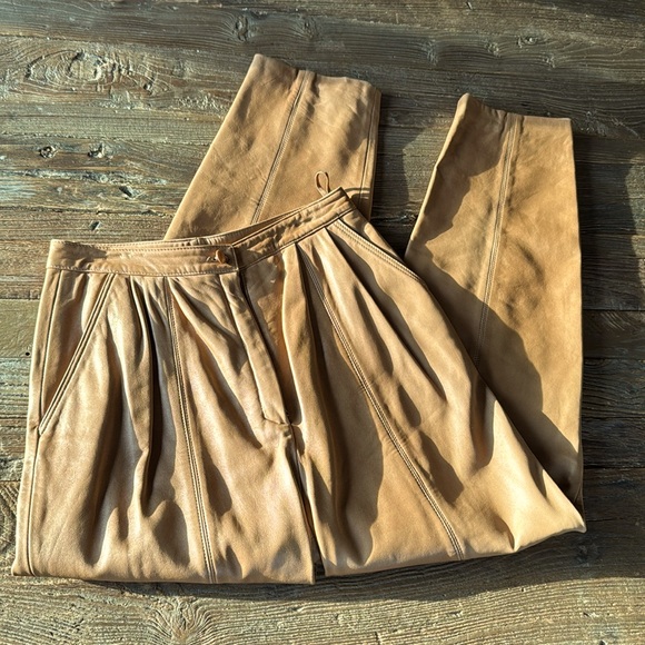 Vintage Pants - Vintahe Sema camelleather pleated pants EVC size 28